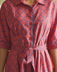 Red Blue Midi Dress