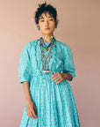 Blue Tie Midi Dress