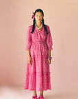 Pink Gathered Long Dress