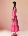 Pink Gathered Long Dress