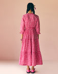 Pink Gathered Long Dress
