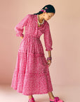 Pink Gathered Long Dress