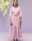 Purple Stripes Poplin Shirt Dress