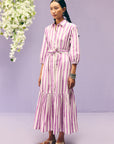 Purple Stripes Poplin Shirt Dress