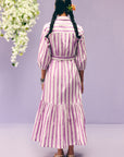 Purple Stripes Poplin Shirt Dress