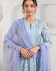 Blue Gathered Suit Set