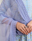 Blue Gathered Suit Set