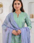 Green Field Embroidered Suit Set