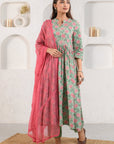 Green Bageecha Gathered Suit Set
