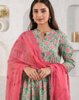 Green Bageecha Gathered Suit Set