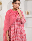 Pink Gathered Suit Set