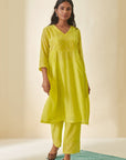 Lime Green Bandhani Short Kurta