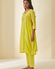 Lime Green Bandhani Short Kurta