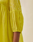 Lime Green Bandhani Gathered Co-ord Set
