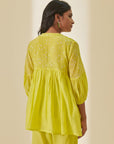 Lime Green Bandhani Gathered Co-ord Set