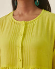 Lime Green Bandhani Midi Dress