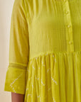 Lime Green Bandhani Midi Dress
