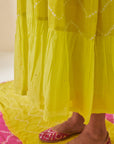 Lime Green Bandhani Midi Dress