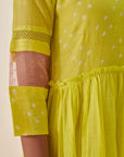 Lime Green Bandhani Frill Dress