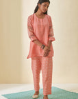 Peach Bandhani Organza Sleeve Co-ord Set