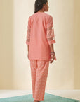 Peach Bandhani Organza Sleeve Co-ord Set
