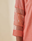 Peach Bandhani Organza Sleeve Co-ord Set