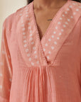 Peach Bandhani V-neck Shirt