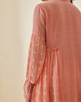 Peach Bandhani Straight Gathered Dress