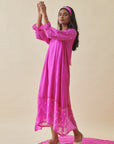 Pink Bandhani Straight Dress