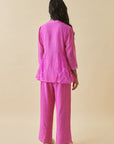 Pink Bandhani Side Gathered Shirt
