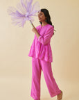Pink Bandhani Side Gathered Shirt
