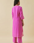 Pink Bandhani Straight Kurta