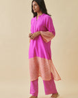 Pink Bandhani Color Block Kurta