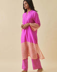 Pink Bandhani Color Block Suit Set