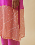 Pink Bandhani Color Block Kurta