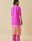 Pink Bandhani Color Block Suit Set