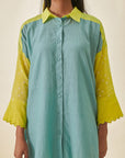 Teal Bandhani Scallop Co-ord Set