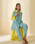 Teal Bandhani Scallop Co-ord Set