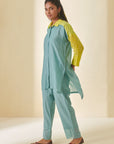 Teal Bandhani Scallop Co-ord Set