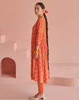 Orange Bandhej Smock Kurta Set