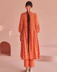 Orange Bandhej Smock Kurta Set