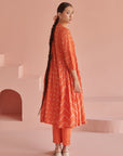 Orange Bandhej Smock Kurta Set
