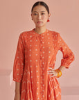 Orange Bandhej Smock Kurta Set
