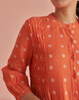Orange Bandhej Smock Kurta Set