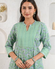 Green Field Embroidered Kurta