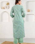 Green Field Embroidered Kurta