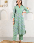Green Field Embroidered Kurta