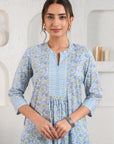 Blue Gathered Kurta