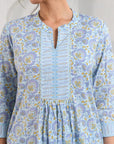 Blue Gathered Suit Set