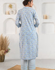Blue Gathered Suit Set
